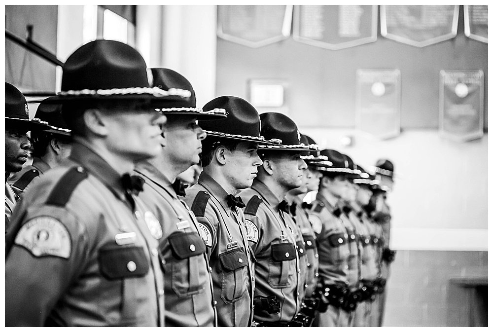 Cadets lined up at Washington State Patrol graduation.